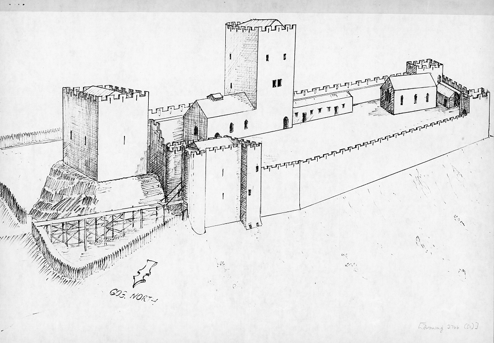 Castell Dinas Brân, drawing. © Crown Copyright RCAHMW.